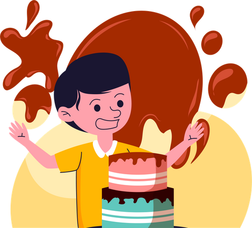 Boy with cake  Illustration