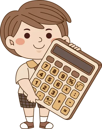 Boy with calculator  Illustration