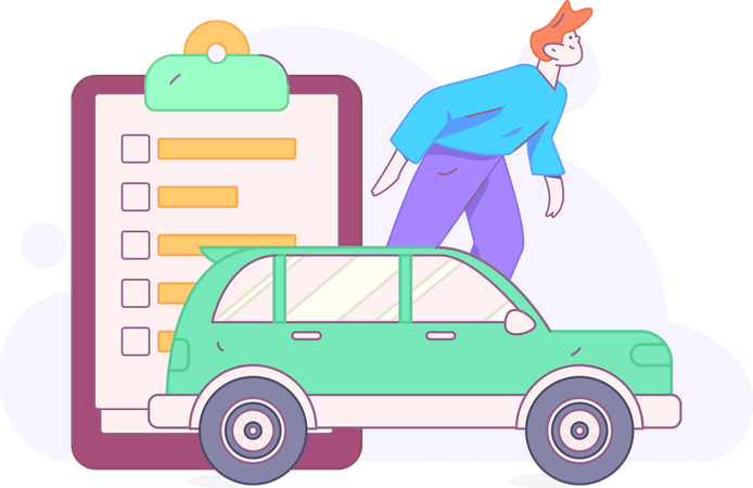 Boy With Car Insurance Policy  Illustration