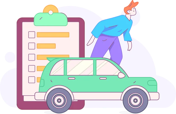 Boy With Car Insurance Policy  Illustration