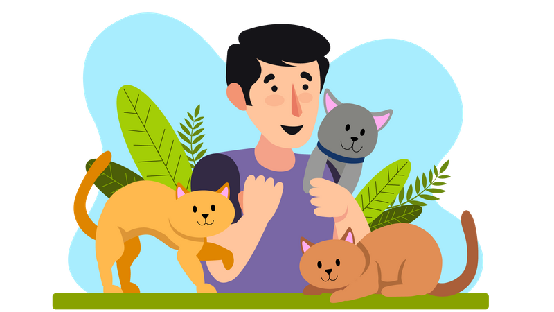 Boy with cats Illustration