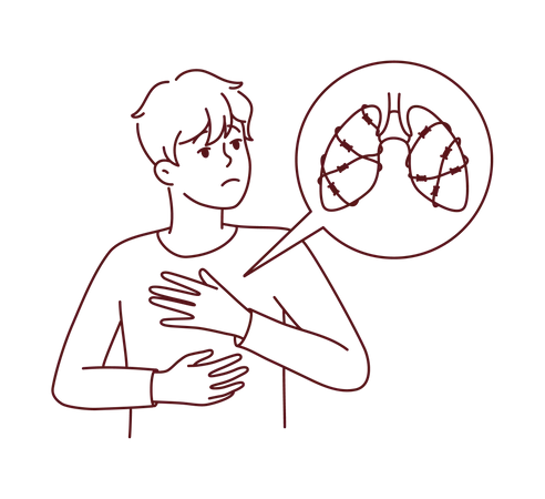 Boy with chest pain  Illustration