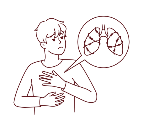 Boy with chest pain  Illustration