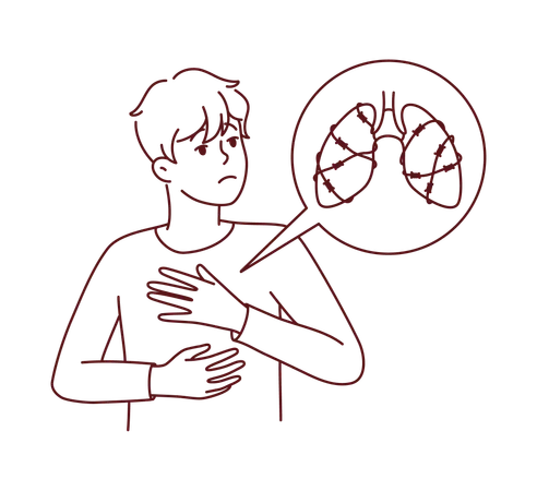 Boy with chest pain  Illustration