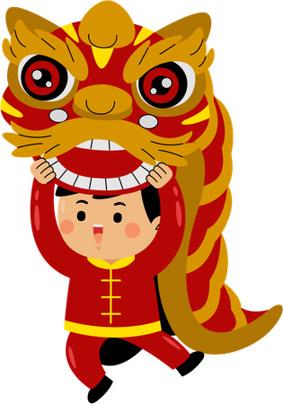 Boy with chinese dragon  Illustration