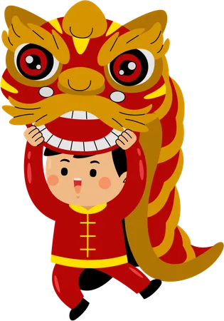 Boy with chinese dragon  Illustration