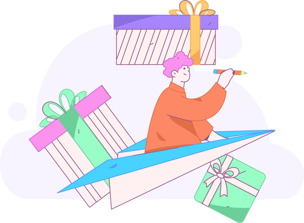 Boy with chinese gift envelope  Illustration