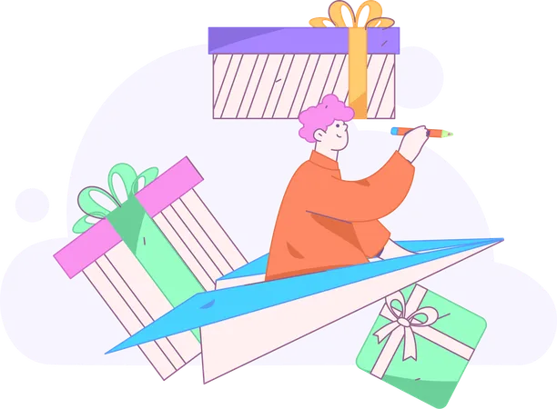 Boy with chinese gift envelope  Illustration