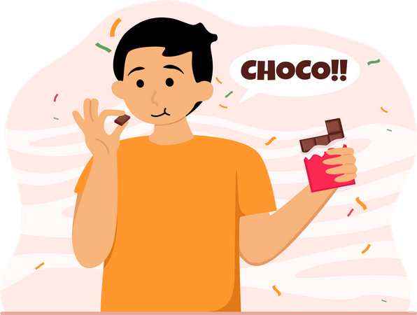 Boy with chocolate  Illustration