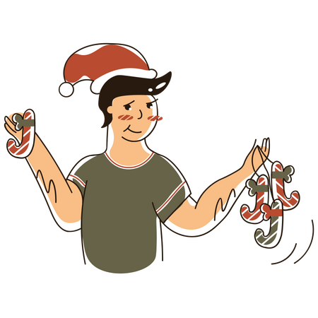 Boy with Christmas candy Illustration