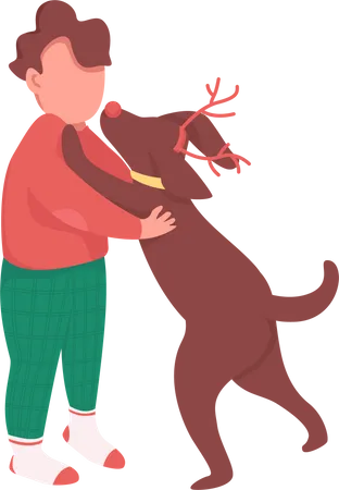 Boy with Christmas gift Illustration