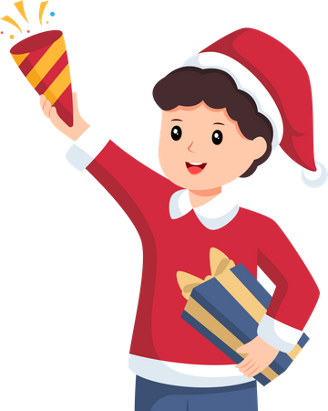 Boy with christmas gift  Illustration