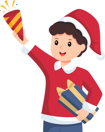 Boy with christmas gift  Illustration
