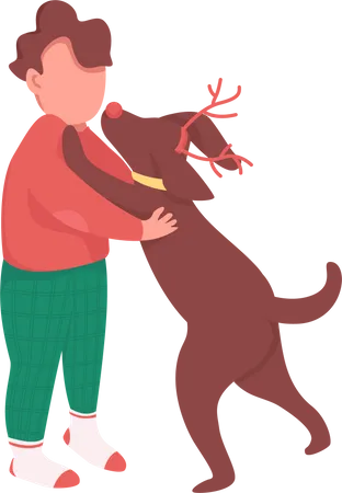 Boy with Christmas gift  Illustration