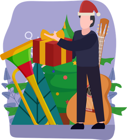 Boy with christmas gifts Illustration