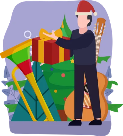 Boy with christmas gifts Illustration