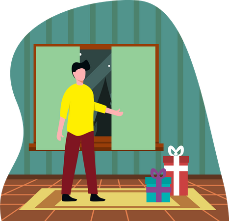 Boy with Christmas gifts  Illustration