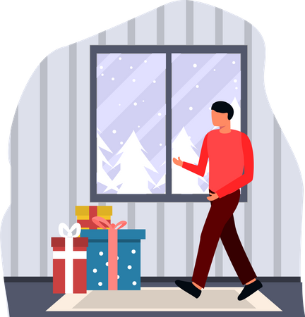 Boy with Christmas gifts  Illustration