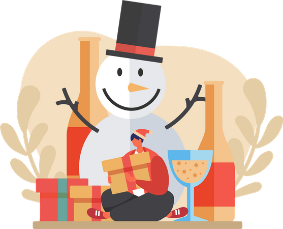 Boy with christmas present  Illustration