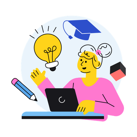 Boy with creative mind is setting up his goals  Illustration