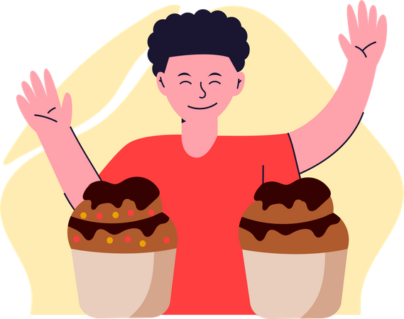 Boy with cupcake  Illustration
