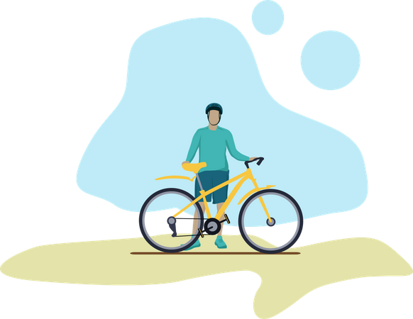 Boy with Cycle Illustration