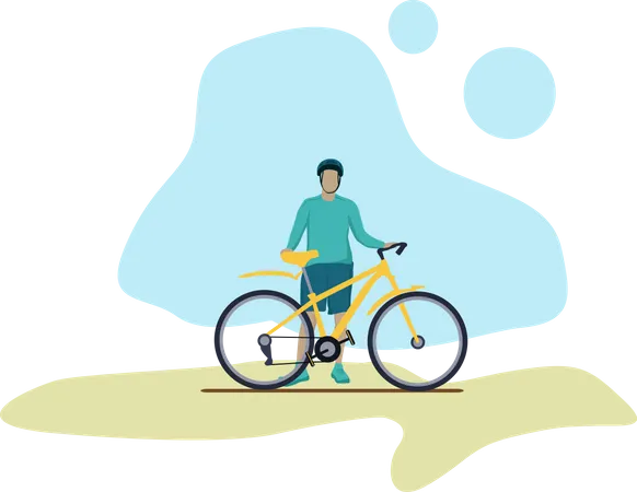 Boy with Cycle  Illustration