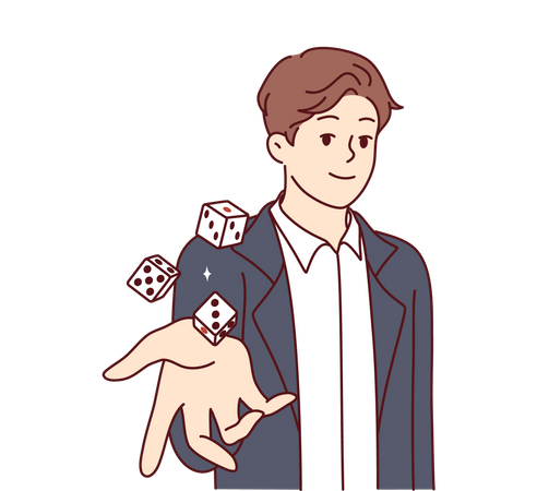 Boy with dice  イラスト