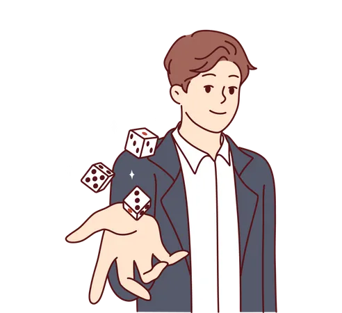 Boy with dice  Illustration