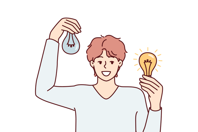 Boy with different business idea  Illustration