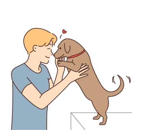 Boy with dog  Illustration