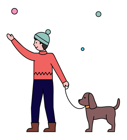 Boy with dog  Illustration