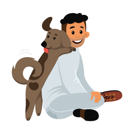 Boy with dog  Illustration