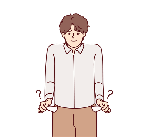 Boy with empty pocket Illustration