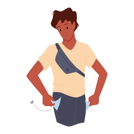 Boy with empty pockets  Illustration