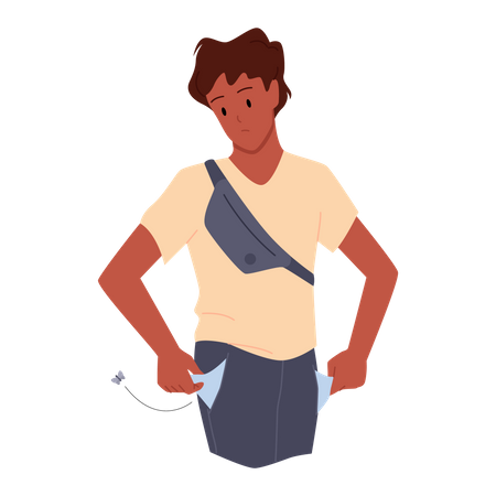 Boy with empty pockets  Illustration