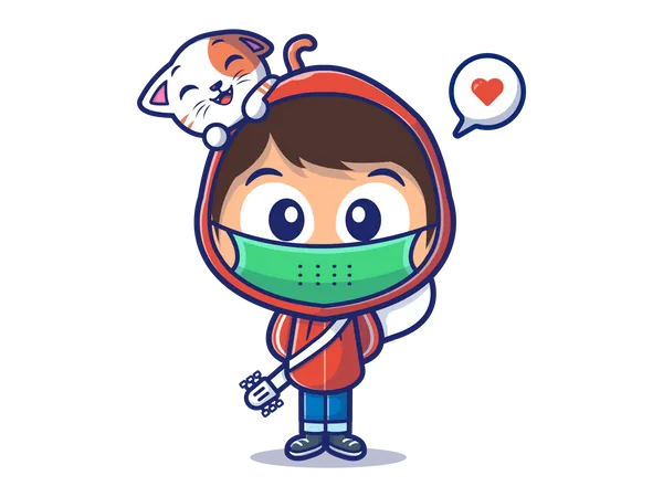 Boy with face mask  Illustration