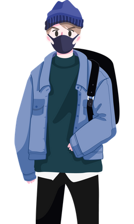 Boy with facemask Illustration