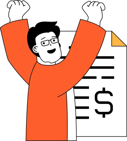 Boy with financial report  Illustration