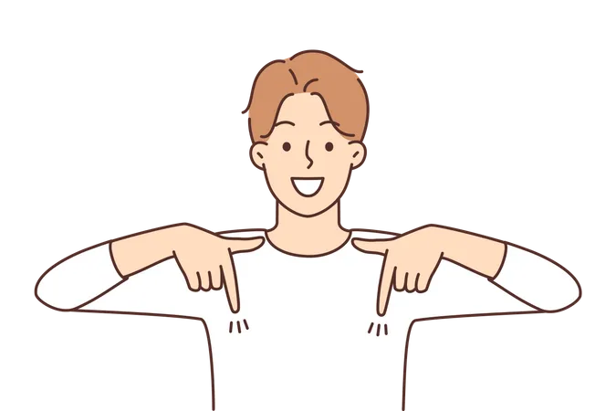 Boy with finger down gesture  Illustration