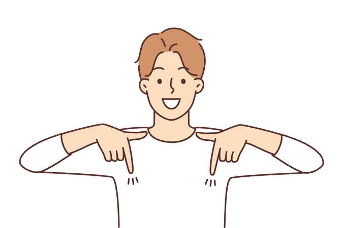 Boy with finger down gesture  Illustration
