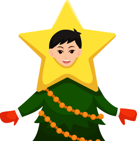 Boy with Fir Tree Costume  Illustration