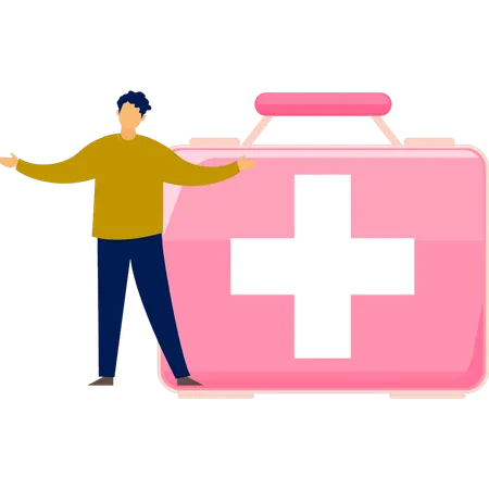 Boy with first aid kit  Illustration