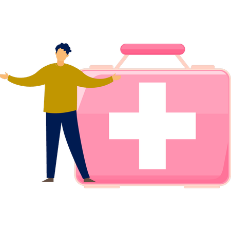 Boy with first aid kit  Illustration