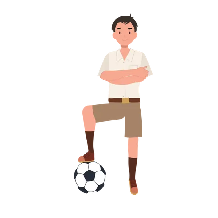 Boy with football  イラスト