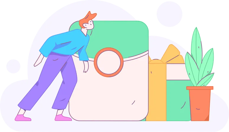 Boy with gift envelope  Illustration