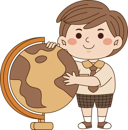 Boy with globe  Illustration