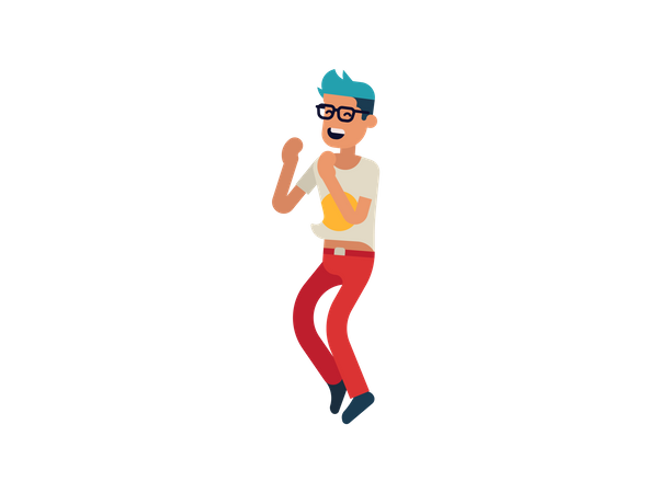 Boy with goggles laughing Illustration