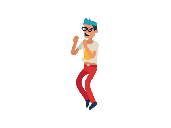 Boy with goggles laughing Illustration