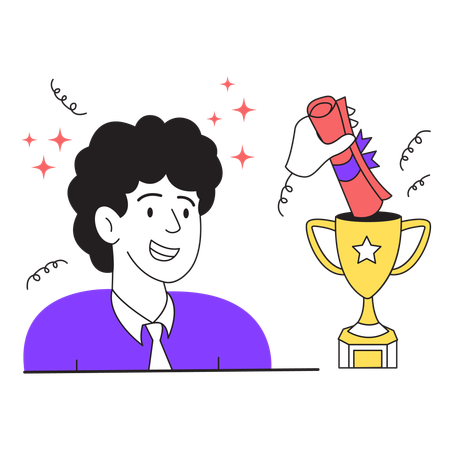 Boy with Graduation Award  Illustration